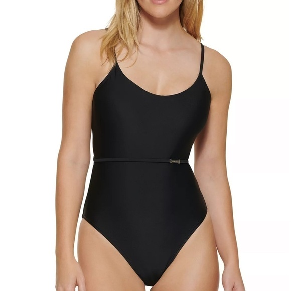 CALVIN KLEIN Over The-Shoulder Wrap Around 1pc Swimsuit swimwear black New 16 - Picture 11 of 16